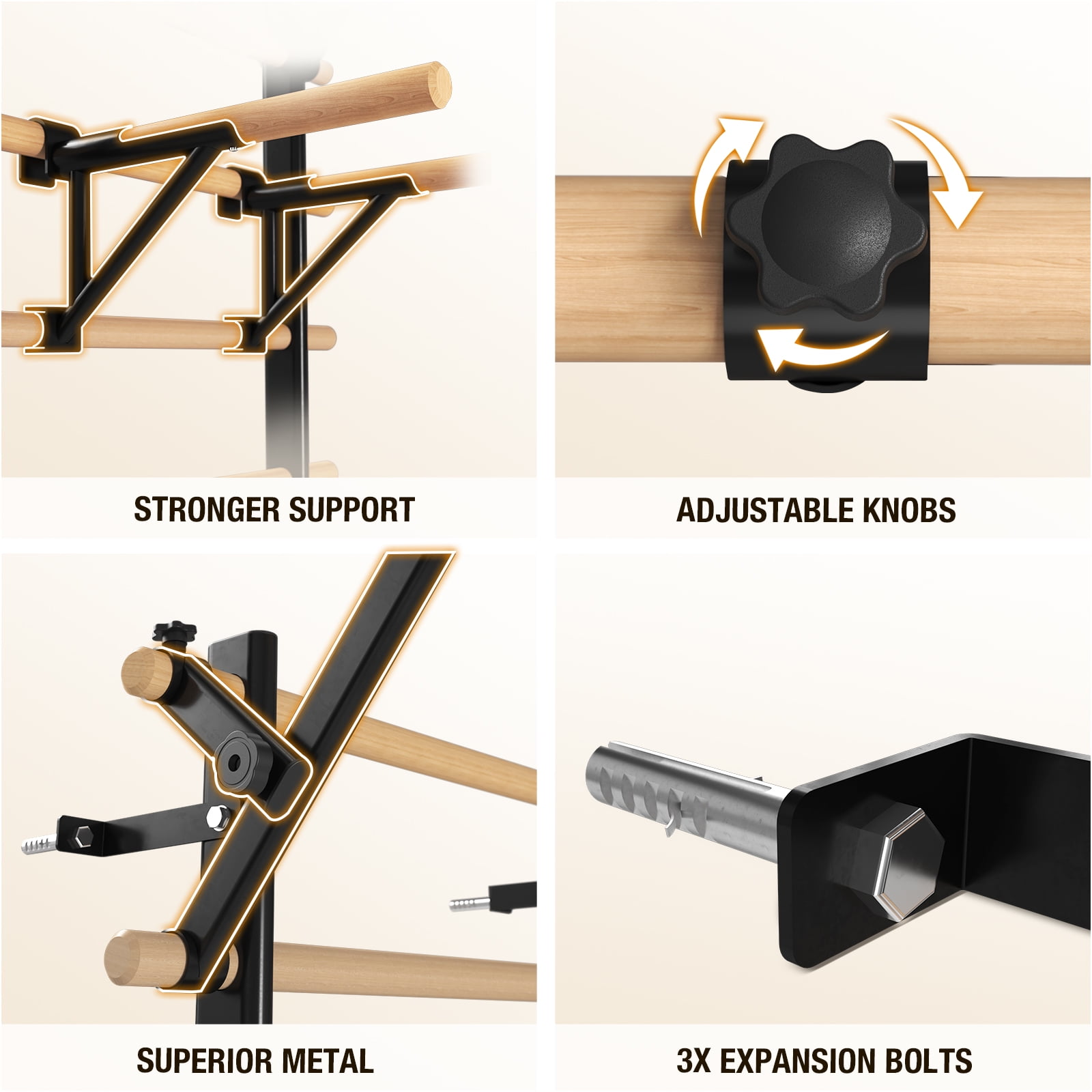Syedee Swedish Ladder Stall Bar, Wall-Mounted Multifunctional Gym for Home Fitness, Kids Climbing and Stretching
