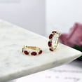 thumbnail image 5 of Gem Stone King 4.23 Ct Red Rhodolite Garnet G-H Lab Grown Diamond 18K Yellow Gold Plated Silver Hoop Earrings, 5 of 5