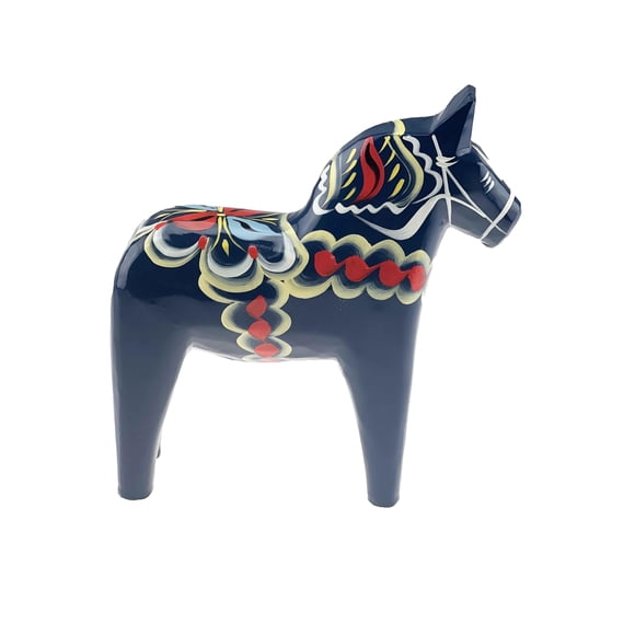 Traditional Wooden Swedish Dala Horse - Blue 6" (15cm)