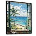 thumbnail image 2 of Designart "Beachside Windows I" Coastal Framed Wall Art - Coastal Green Coastal Windows Bedroom Framed Canvas Wall Art, 2 of 6