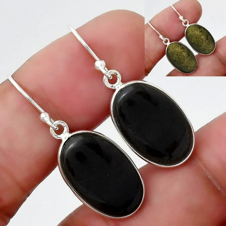 Natural Tektite Cab - Greek 925 Sterling Silver Earrings Jewelry E-1001 SDE88391
