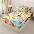 thumbnail image 2 of Manfei Kawaii Giraffe Zipper Twin Comforter Sets with Fitted Sheet and 2 Pillowcases,Jungle Theme Print Zipper Bedding Set,Beige,Polkadot Reversible,4pcs, 2 of 8