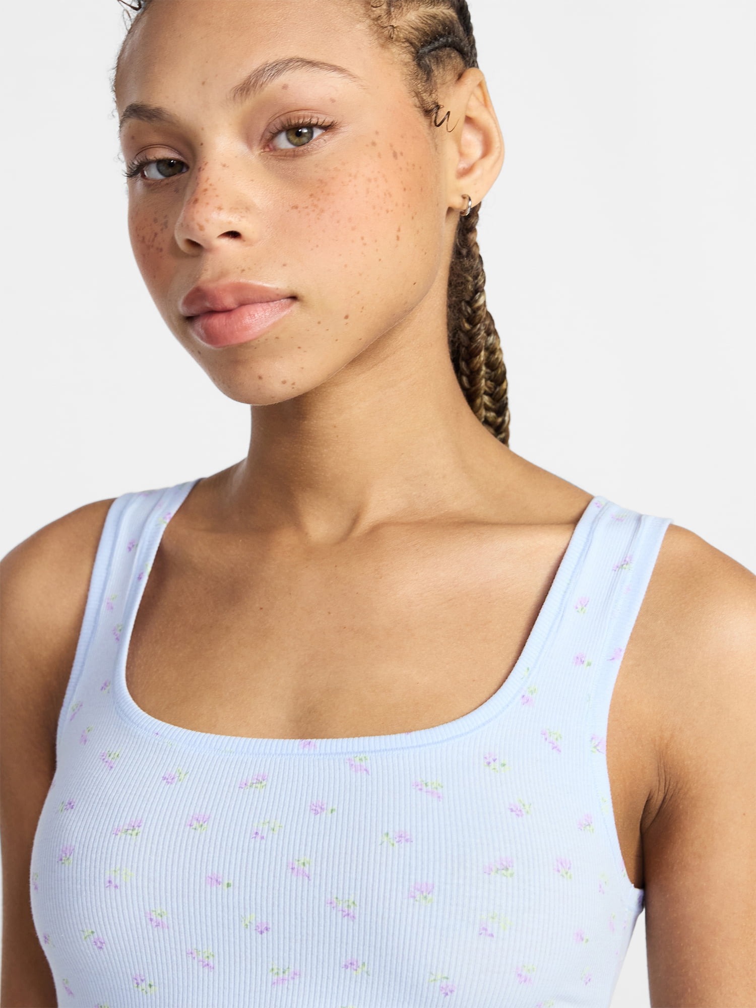 No Boundaries Cotton Stretch Ribbed Cropped Tank Top, Women’s, Sizes XS-XXXL
