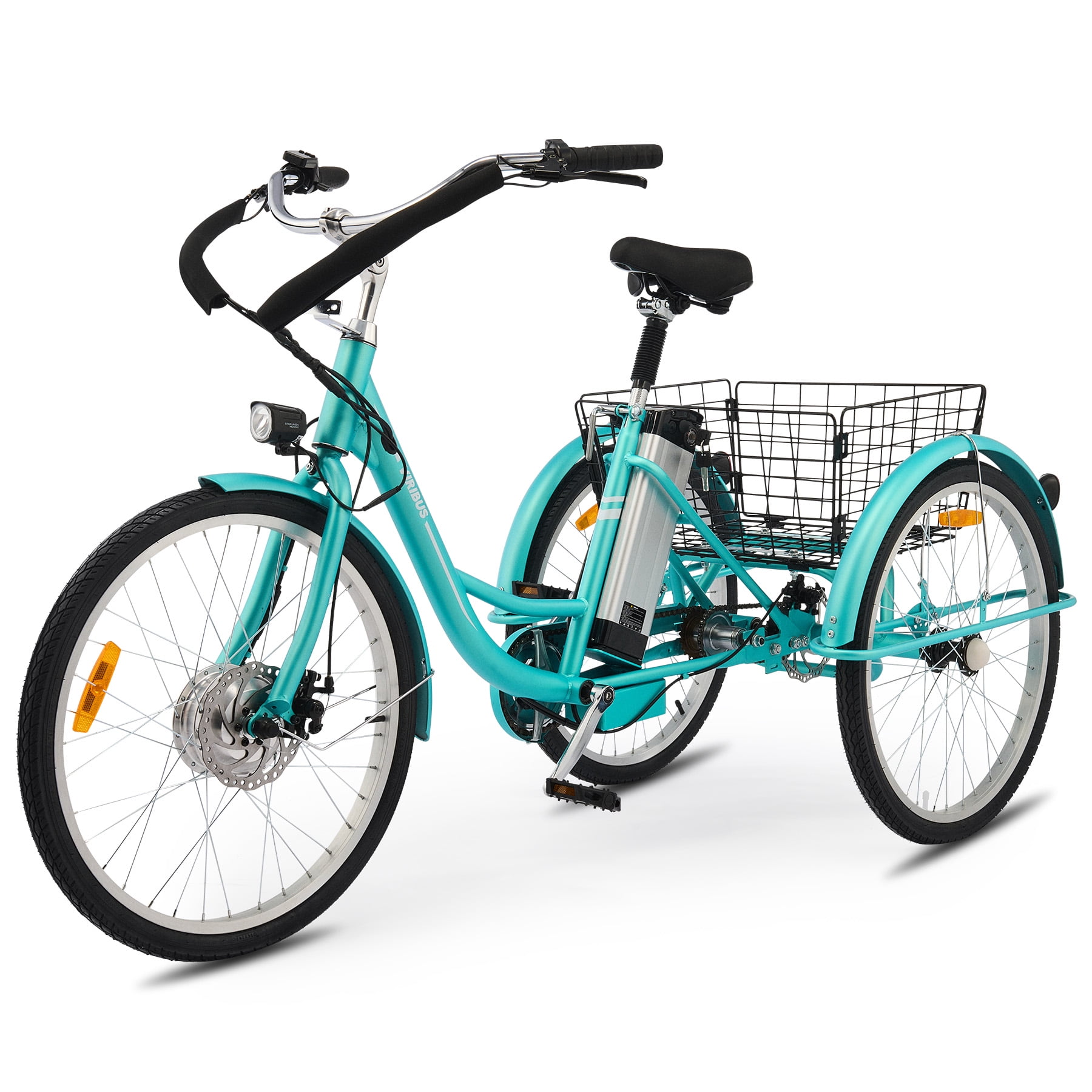 VIRIBUS 24 Inch Adult Trike 350W Dual Chain Electric Tricycle 36V 10Ah Green