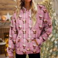 thumbnail image 3 of Hoodies For Women Oversized Winter Plush Cute Sweatshirts Pullover Trendy Fall Winter Clothes, Christmas Print Flannel Design for Cozy Seasonal Wear,Light pink,S, 3 of 8