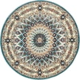 thumbnail image 1 of Unique Loom Tapis Motif Médaillon Narenj 5 Pieds x 5 Pieds Rond Bleu/tan, 1 of 4