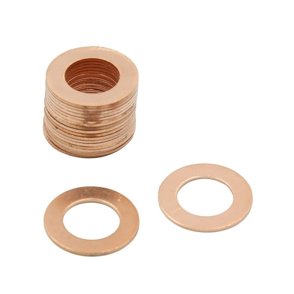 13mm Inner Dia Copper Washers Flat Car Sealing Gaskets Rings 20pcs