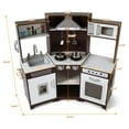 thumbnail image 3 of Toddler Play Kitchen Corner Wooden Pretend Kids Toys Playset Gift with Realistic Lights & Sounds, Water Dispenser, Microwave Oven, Phone, Sink, Cooking Accessories, 3 of 8