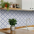 thumbnail image 2 of Mi Alma Floral Blue Tile Stickers - Removable Vinyl 4x4, 24 pcs, 2 of 10