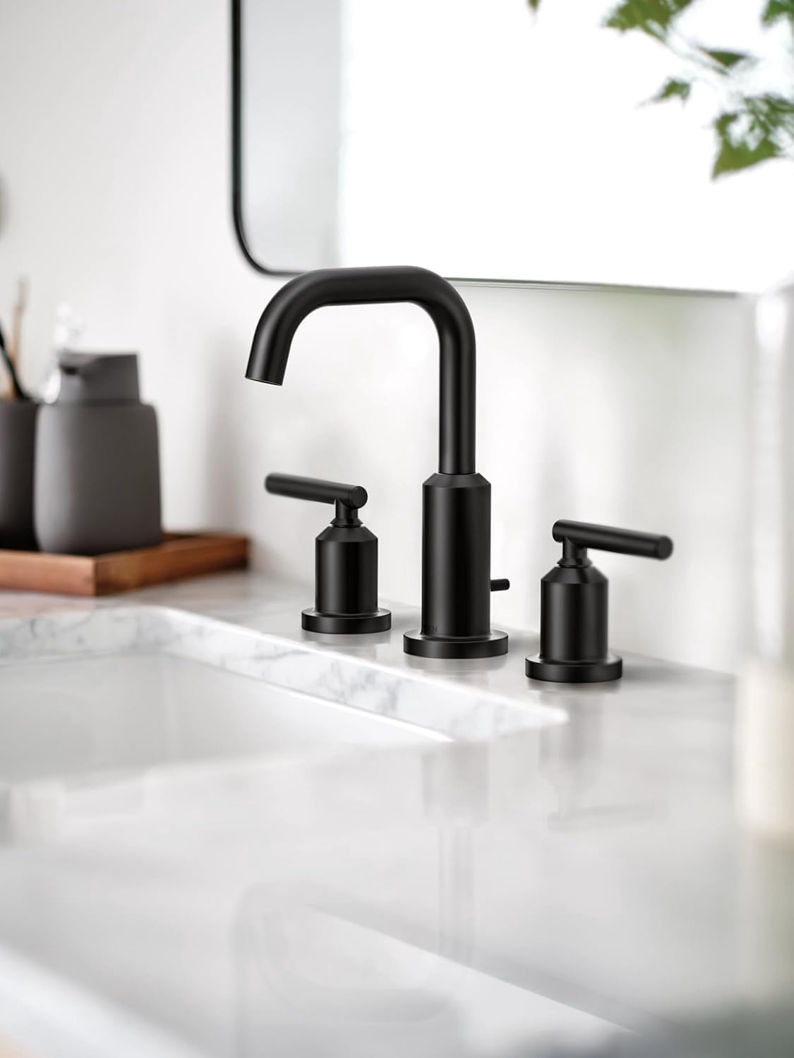 Moen TV6142BL Gibson Matte Black Two-Handle High Arc Widespread Bathroom Sink Faucet for 3-Hole Setups with Valve Included