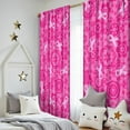 Blackout Kids Curtains,Pink Ribbon Pattern Childrens Insulated Curtains