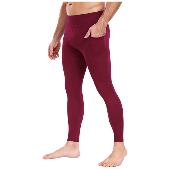 cfhntfmh Pants Men Performance Running Workout Sports Leggings Gym Basketball Athletic Tights Base Layer Leggings(Red,X-Large)