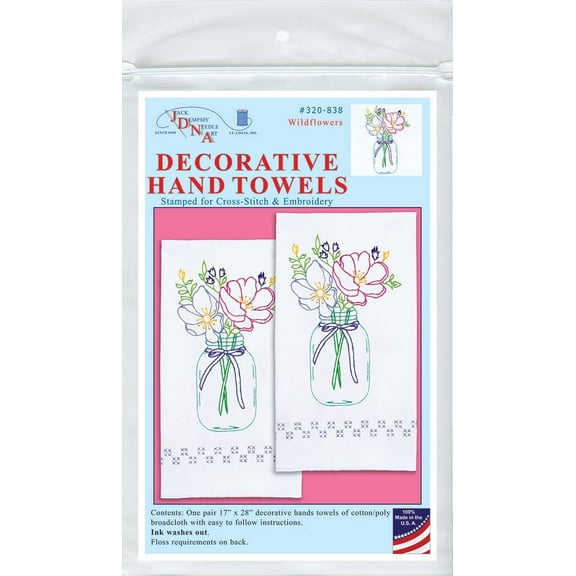 Jack Dempsey Stamped Decorative Hand Towels 17"X28"-Wildflowers