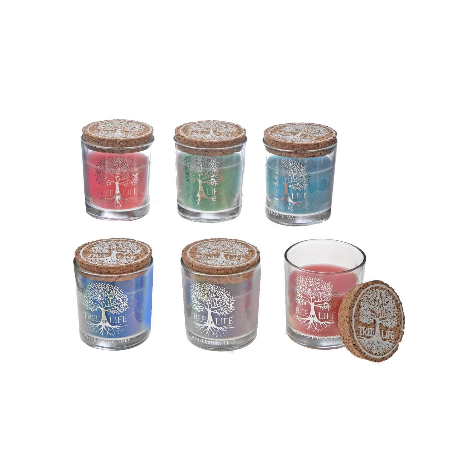 Tree Of Life Scented Candle In Glass Votive With Cork Lid - Set of 6