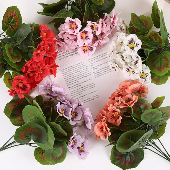 Boovnll Artificial Flowers, Silk Pansies Flower with Long Stems, UV Resistant Lifelike Bouquet, Fake Flowers for Wedding Party Tables Centerpiece DIY Decor