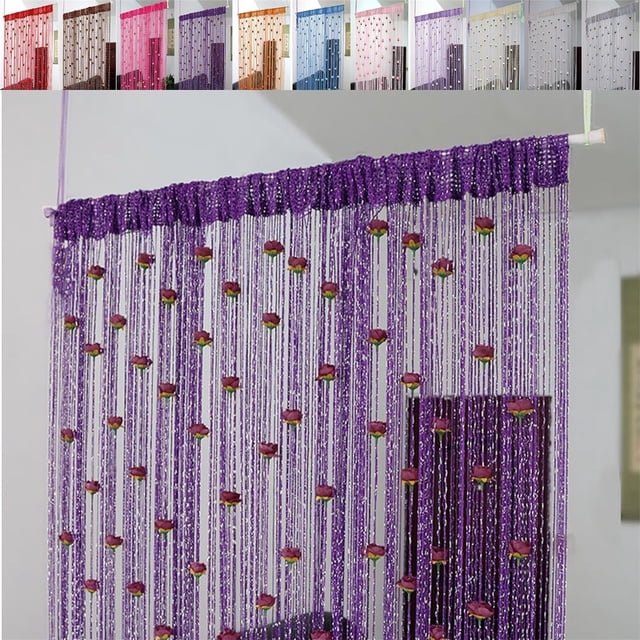 Rose Thread Door Curtain 2024 39x79 Inch String Curtain With Roses Room Divider Decoration Easy To Use And Door Frame Tassel Rose Thread Door Curtain For Door Home Dec Bedroom Short Curtains Curtains