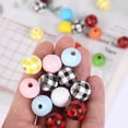thumbnail image 2 of 100PC Solid Wood Beads Plaid Print Wooden Beads Rustic Wood Beads DIY Garland, 2 of 8