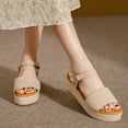 thumbnail image 2 of Anuirheih Women's Fashion Straw Shoes Open Toe Anti-Slip Temperament Wedge Sandals Sandals Women Clearance(Beige), 2 of 8