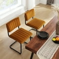thumbnail image 4 of ONEVOG Velvet Dinning Kitchen Chairs Set of 2, Modern Armless Cantilevered Chairs with Matt Black Metal Legs, Upholstered Dinning Chairs for Kitchen Living Room, Cognac, 4 of 8