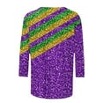thumbnail image 5 of SOOMLON Mardi Gras Tops for Women Tuesday Shirts Carnival Themed Party 3/4 Sleeve Outfits Funny Striped Graphic Tshirts Tunic Crewneck Tops New Orleans Holiday Blouses 2025 Multicolor XL, 5 of 5