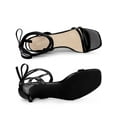 thumbnail image 4 of BLISSFUL STEP Women's Shoes Strappy Lace Up Kitten Heel Slingback Tie Up Open Toe Party Sandals  Black 6, 4 of 7