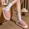 thumbnail image 6 of Xfvqtps Mens and Womens Furry Slippers Cloth Cover Solid Color Memory Foam Thick Bottom Soft Sole Waterproof Comfortable Non-Slip Warm Winter Home Slippers Pink, 6 of 7