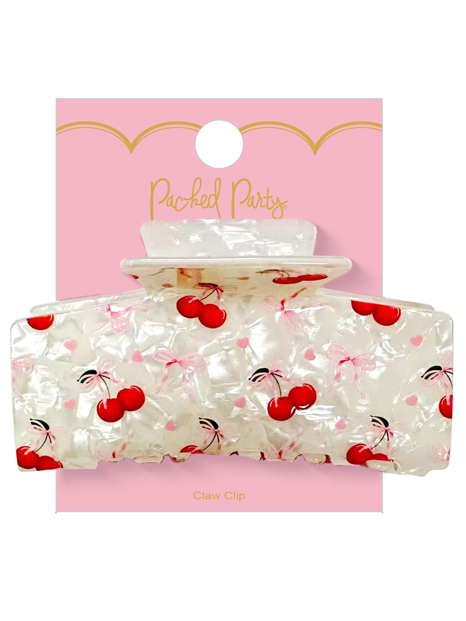 Packed Party Cherries and Bows Print Claw Clip, 1 Piece
