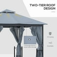 thumbnail image 3 of Outsunny 11' x 13' Patio Gazebo, Double Roof with Netting & Curtains, 3 of 9