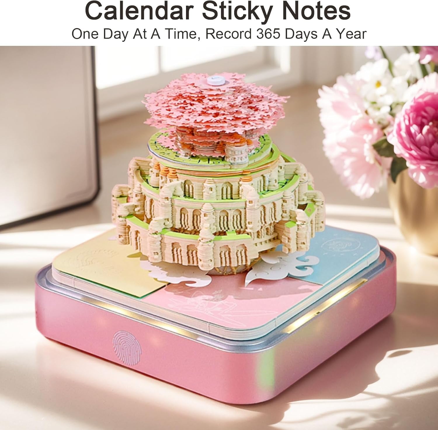 2026 Desk Calendar Sky Fortress with Light, 3D Memo Pad Non-stick Post-it Calendar School Office Home Stress Relief Best Gifts(Sky Fortress)
