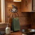 thumbnail image 4 of Black Bear on Rock Towel Ring – Wall Mounted Hand Towel Holder, Black Metal Rustic Cabin Wildlife Design – Lodge, Mountain, Outdoor-Themed Bathroom Decor – Housewarming Gift for Cabin Owners, 4 of 9