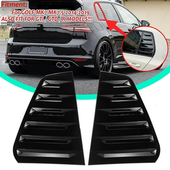Car Rear Side Window Louvers, for Golf 7 R 7 7.5 2013-2020 Racing Style Window Blinds Air Vent Scoop Cover Black