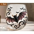 thumbnail image 4 of 1PC Halloween Drinking Glass,2D Black Bat Printed Design Gothic Decor Tumbler,Stemless Glass Drinking Glass for Halloween Parties and Holiday Gatherings., 4 of 5