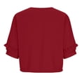 thumbnail image 7 of LEKWK Womens Linen Blouse Ruffle Sleeve Button Down Shirt Round Neck Tunic Tops Cute Tops Loose Fit Solid Soft Summer Casual Outfits, 7 of 7