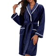 thumbnail image 4 of HUANBAI Winter Long Sleeve Kimono Robe With Belt And Pockets Cozy Loungewear For Home Soft Warm Bathrobe Housewear Attire Women's Nightgown, 4 of 5