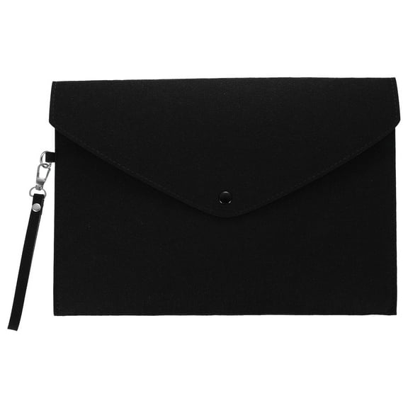 Baluue 1Pcs Black Felt Pocket Folder for Efficient Document Organization at Work