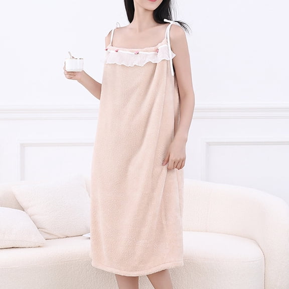 Women's Adjustable Spaghetti Straps Nightgown Cute Ruffle Bathrobe Sleeveless Pajamas Dress Loose Sleepwear Loungewear New Night Gown for Women Soft Comfortable Coffee One Size