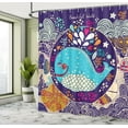 thumbnail image 5 of Ambesonne Whale Shower Curtain, Bubble Waves Starfish, 69"Wx84"L, Purple Aqua, 5 of 5