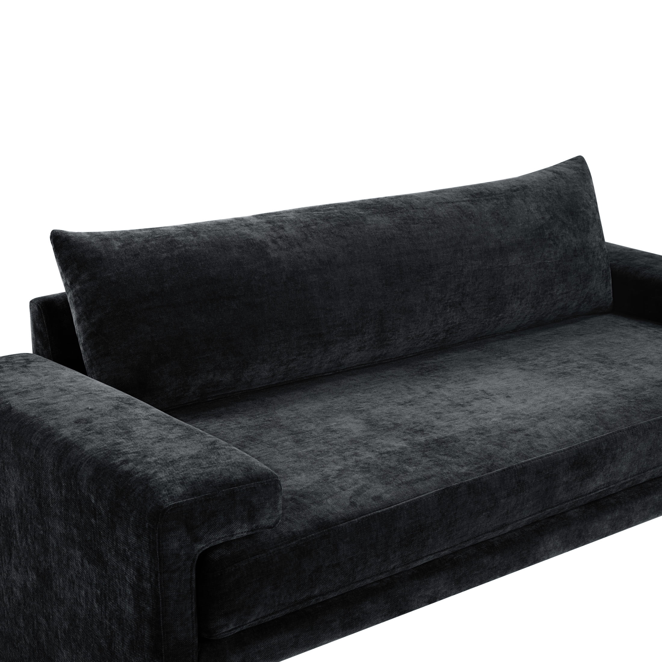 Christopher Knight Home 3-Seater Sofa with Chenille Upholstery, Wide Armrests, Thick Cushion, Black