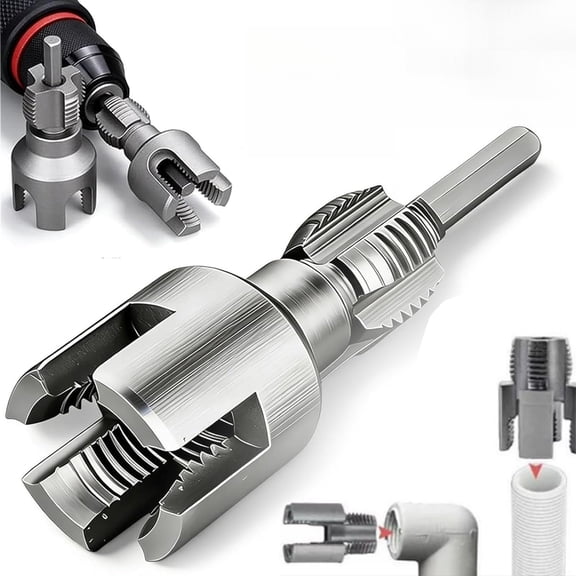 4-in-1 Water Pipe Wrench, Integrated Internal and External PVC Threader, Cr-V Chromium Vanadium Steel Tapping Tool for 1/2" & 3/4" Pipes