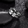 thumbnail image 3 of Sterling Silver 925 High Polished 8mm Ring with 9 pcs 2.5mm Cubic Zirconium with Free Engraving, 3 of 6