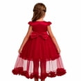 thumbnail image 6 of ZHOGXU Kids Girls Sparkly Short Sleeve O Neck Lace Trim Wedding Dress Puffy Formal Gown With Bow Special Occasions, 6 of 9
