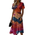 thumbnail image 2 of Womens Halloween Dresses Pumpkin Moon Short Sleeve Horror Midi Dresses Ghost Bat V Neck Funny Dresses, 3XL, 2 of 5
