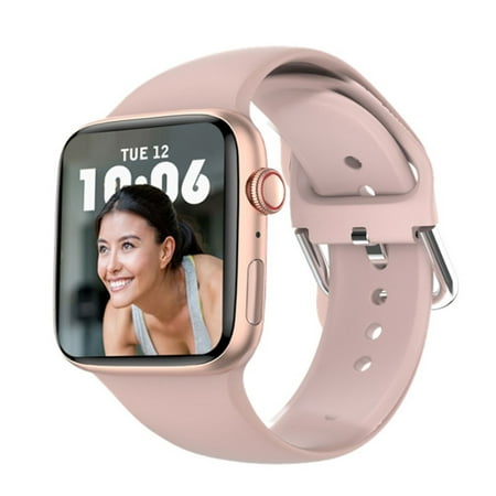Wireless Bluetooth IWO HW37 Smart Watch Location Sharing BT Call Women Fashion serise 7 Voice assistant Wirst Waterproof Smartwatch PK S7 HW22 W66 T100 Plus W37PRO for IOS Android Samsung LG (Pink)