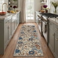 thumbnail image 3 of DEORAB 8x10 Area Rugs Floral Navy Beige Low Pile Lightweight Machine Washable Non Slip Rug for Living Room, Bedroom, 3 of 6