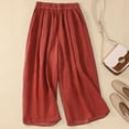 thumbnail image 2 of Patlollav Womens Linen Cropped Pants Plus Size Casual Comfortable Capris Trousers Elastic Waist Pants, 2 of 6