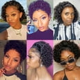 thumbnail image 2 of Short Wigs Virgin Hair Human Hair Curly Human Hair Wigs Cheap Pixie Cut Wig 13X1 Transparent Lace Wig Preplucked Hairline Wig, 2 of 5