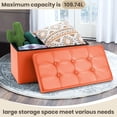 thumbnail image 5 of Ottoman Bench with Storage - 30x15x15in Folding Leather Ottoman, Rectangle Foot Stool Foldable Storage Chest Ottoman Footrest Footstool Collapsible with Lid for Bedroom Living Room Orange, 5 of 14
