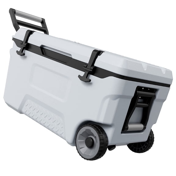 KFFKFF 52QT Portable Rolling Cooler with Wheels, Insulated Ice Chest for 48-Hour Cooling, Lightweight and Leak-Resistant Design for Outdoor Activities, Picnics, Camping, and Grilling
