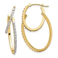 thumbnail image 3 of 14K Yellow Gold Diamond Fascination Hinged Double Hoop Earrings, 3 of 5