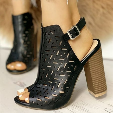 

HIBRO Sandals For Women Ladies Fashion Peep Toe Causal Shoes Hollow Out High Heels
